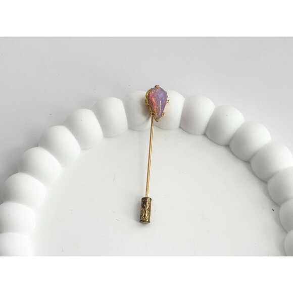 Faux Opal & Resin Gold Toned Classic Vintage Stick Pin | Hat Pin | Lapel Pin - Picture 7 of 10
